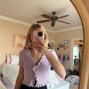 Aeropostale Lilac Ruffled Blouse